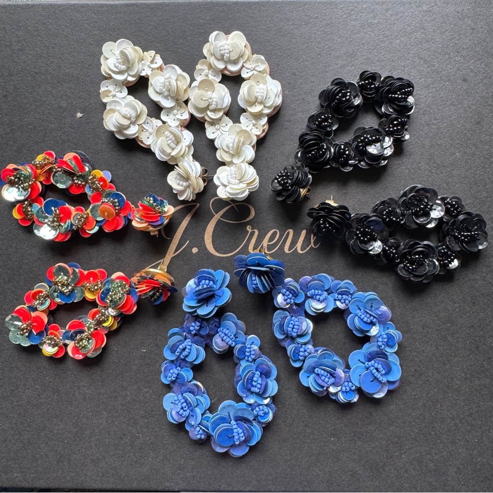 🌱 J. Crew Leather backed sequin petal earrings - Picture 8 of 8